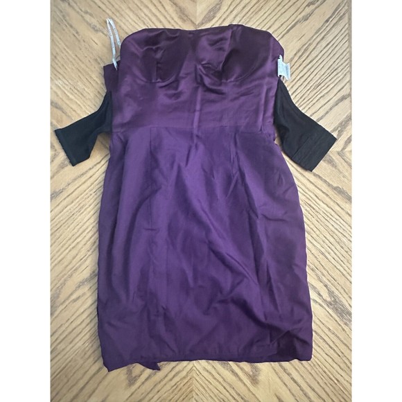 Draped Chiffon Purple Cocktail Dress Gathered Bustier Strapless Bra Insert Sz 6 - Picture 11 of 12